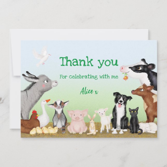 Pequeños animales de granja gracias tarjeta (grand (Anverso)