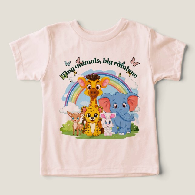 Pequeños animales, gran camiseta estilo arco iris (Diseño delantero )