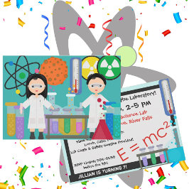 Pequeños científicos locos invitaciones de cumplea