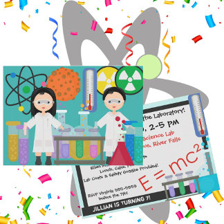 Pequeños científicos locos invitaciones de cumplea