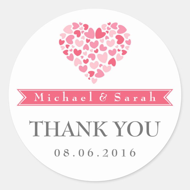 Pequeños corazones rosados y blancos Pegatina de m (Anverso)