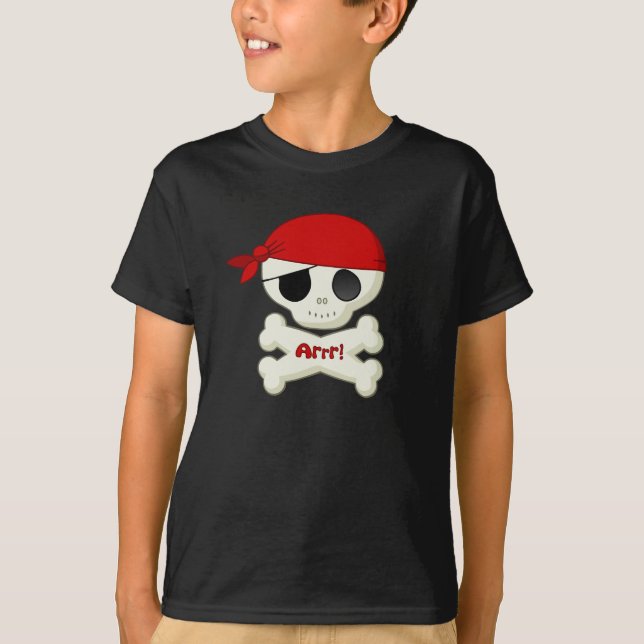 Pequeños cráneo del pirata y camiseta de la (Anverso)