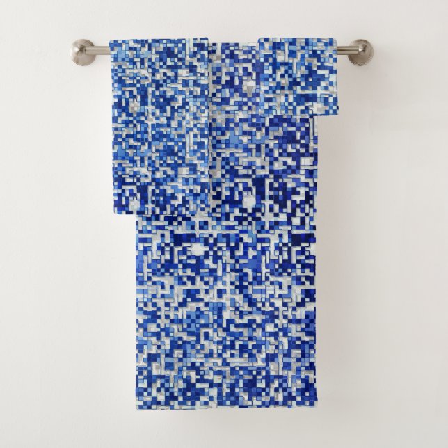 Pequeños cuadrados desordenados, tonos azules y bl (In situ)