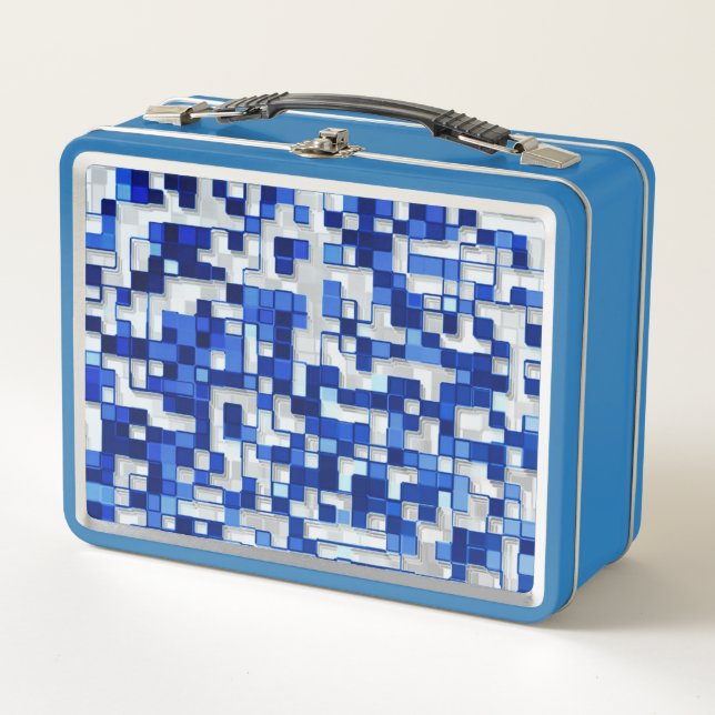 Pequeños cuadrados dispersos, tonos azules y blanc (Anverso)