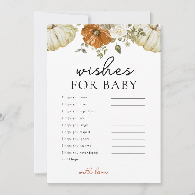 Pequeños Deseos De Calabaza Para Tarjeta Baby Show (Anverso)