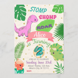 PEQUEÑOS DINOSAURIOS CHICA SEGUNDA INVITACIÓN DE C