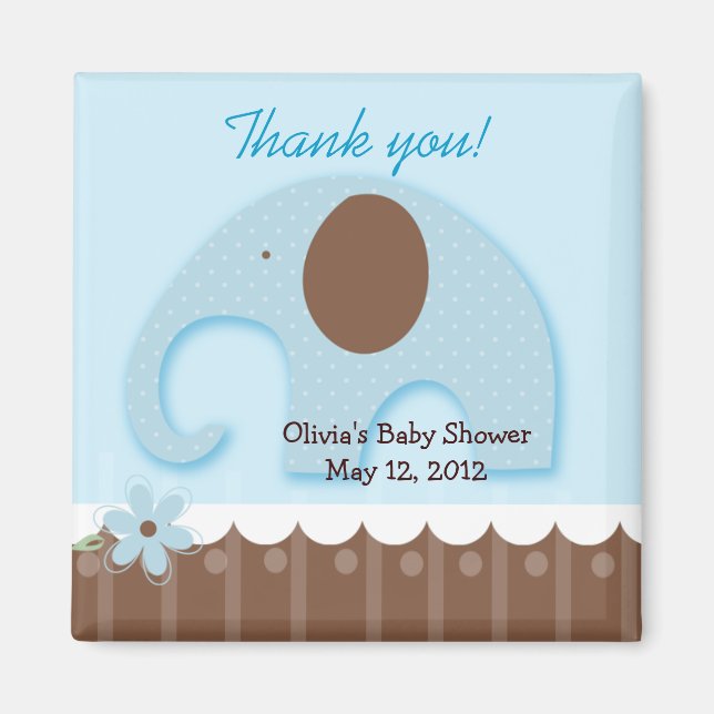 Pequeños elefantes (azul) de moda imán de la jungl (Frente)