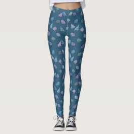 Pequeños elefantes en leggings de remolino azul