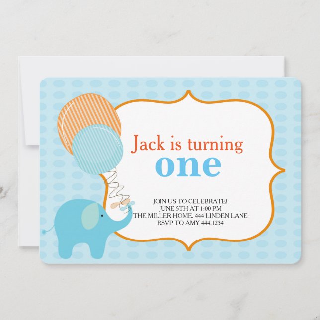 Pequeños elefantes invitaciones de cumpleaños (Anverso)
