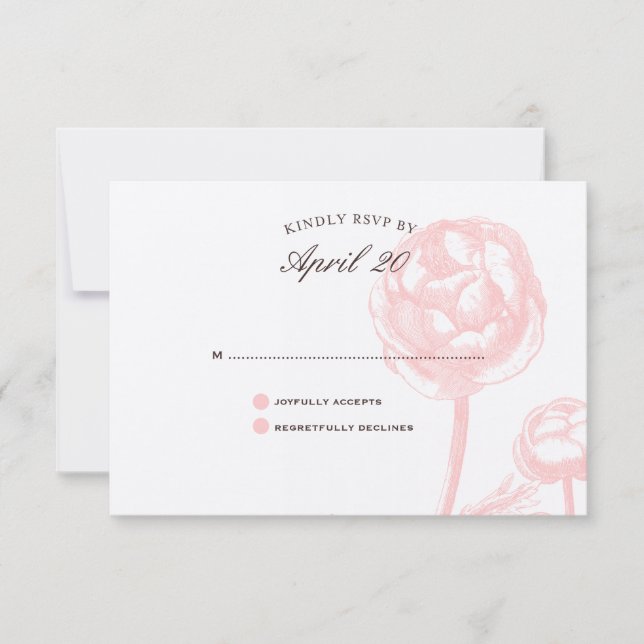 Pequeños florecimiento Boda RSVP Rosa (Anverso)
