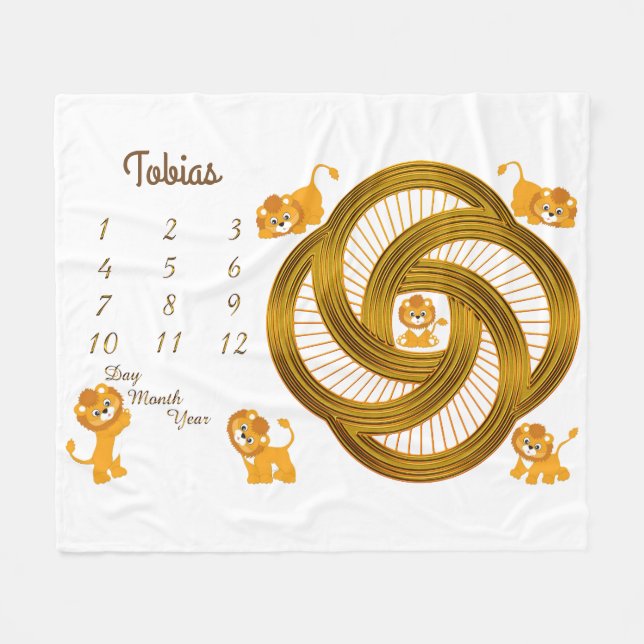 Pequeños leones bebé Milestone Tamaño de la manta  (Frente (Horizontal))