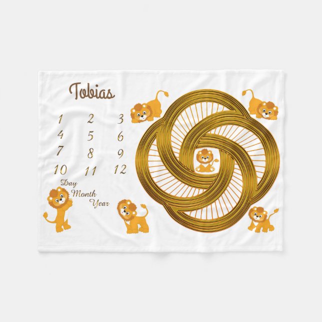 Pequeños leones bebé Milestone Tamaño de la manta  (Frente (Horizontal))