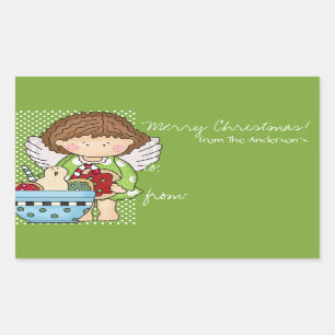 Pequeños Navidades Angel Gift Tag Pegatinas - d5