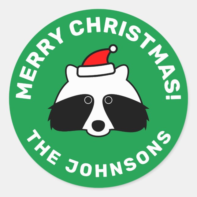 Pequeños Navidades de mapache pegatina de sello pa (Anverso)