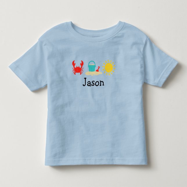 Pequeños niños Watercolor Beach Trio Camiseta (Anverso)