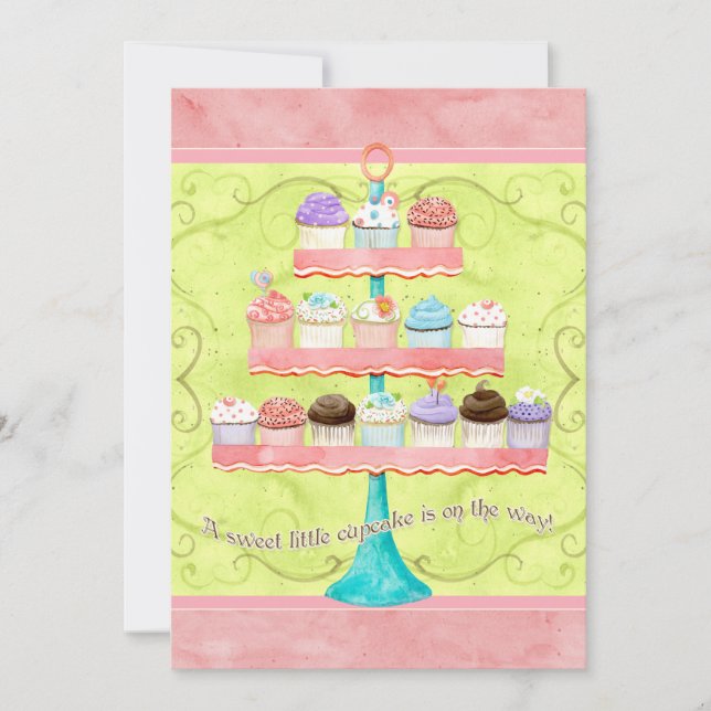 Pequeños pastelitos, invitaciones para la ducha de (Anverso)