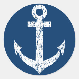 Pequeños pegatinas azul marino con ancla de embarc
