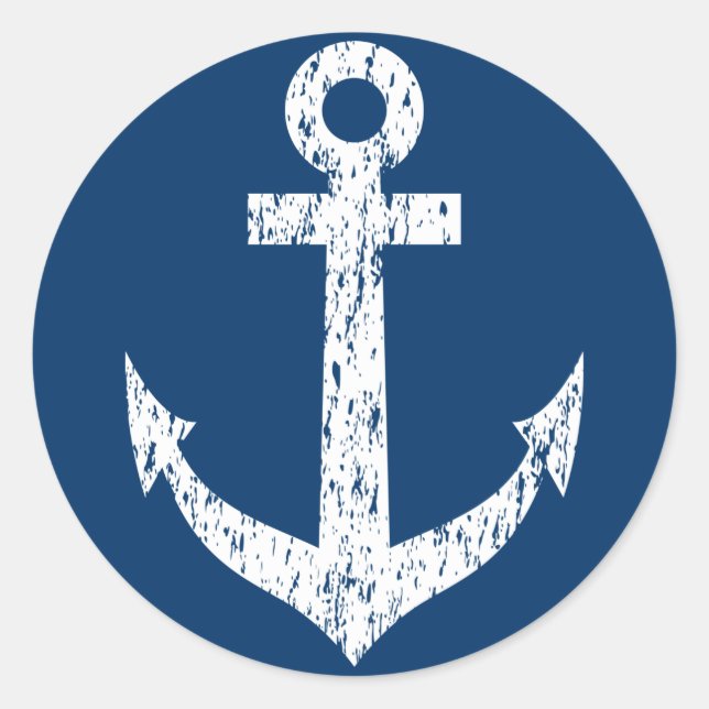 Pequeños pegatinas azul marino con ancla de embarc (Anverso)