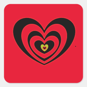 Pequeños Pegatinas De La Plaza Roja Con Corazón Ne