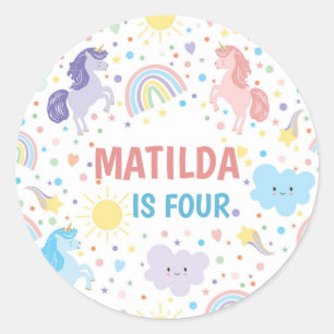 Pequeños Pegatinas de la Ronda de Unicornios bonit
