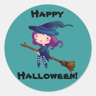 Pequeños pegatinas del feliz Halloween de la bruj