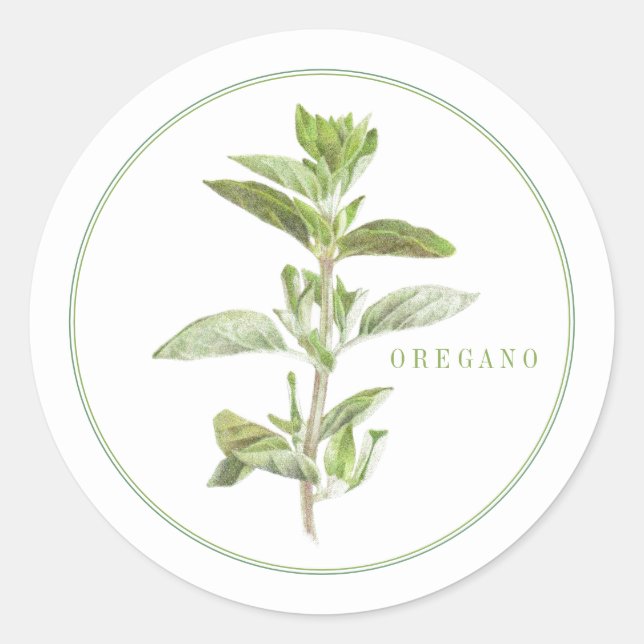 PEQUEÑOS Pegatinas redondos DE OREGANO FRESCOS (Anverso)