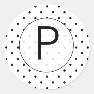 Pequeños puntos de polka negro Pegatina monogramad