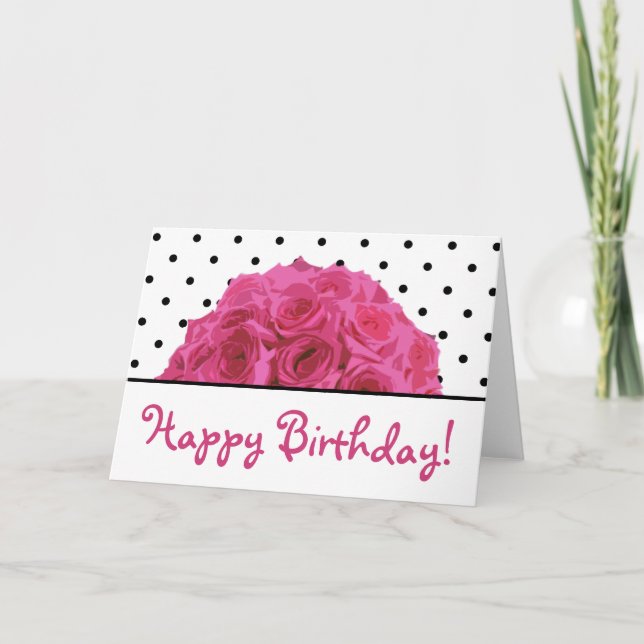 Pequeños puntos de polka negro / tarjeta de cumple (Anverso)