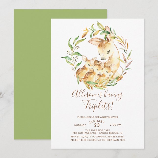 Pequeños Trillitos de venado invitaciones a la duc (Anverso / Reverso)