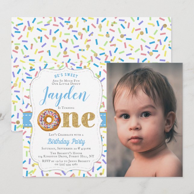 Pequeños y dulces Donut Boys invitaciones de prime (Anverso / Reverso)
