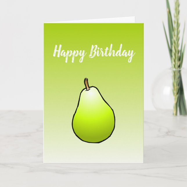 Pera en Tarjeta de Feliz Cumpleaños Doblada (Anverso)