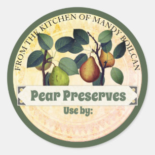 Peras vintage de la cocina de etiqueta de enlatado
