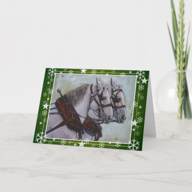 Percheron Borrador tarjeta de Navidades de caballo (Anverso)