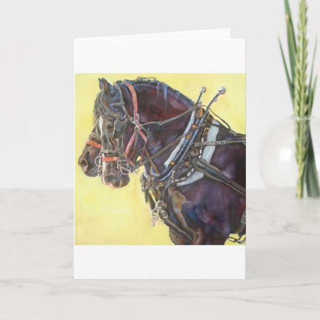 Percheron Tarjeta de saludo del equipo de caballos (Anverso)