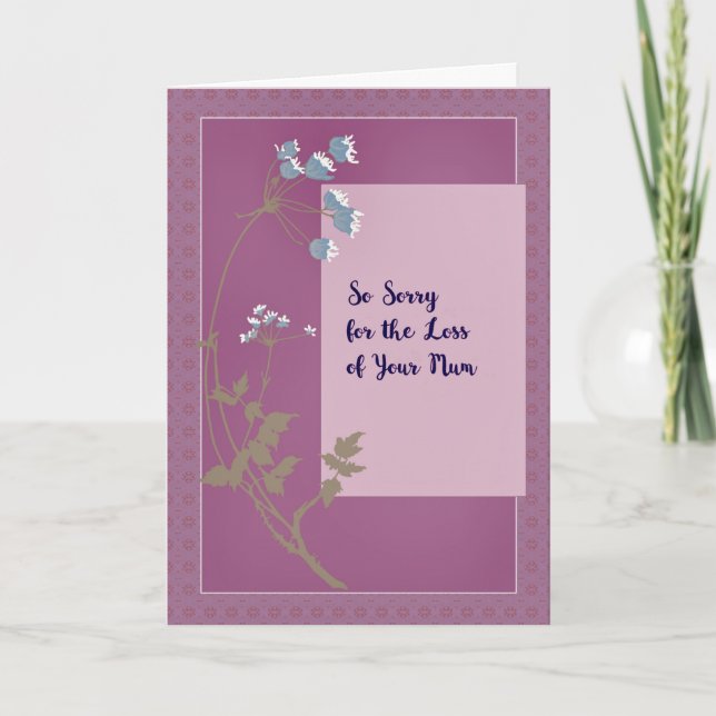 Pérdida de lavanda de Mamá con flores en tarjeta d (Anverso)