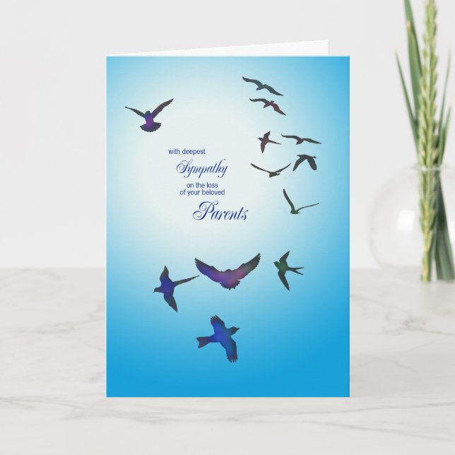 Pérdida de padres, tarjeta de condolencia, pájaros (Anverso)