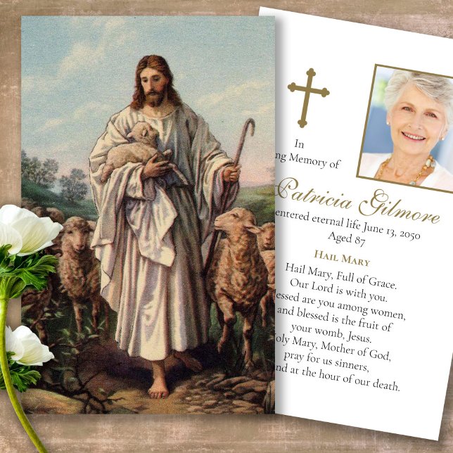 Pérdida funeraria Cartas de Simpatía de Jesús Past (catholic, religious, celebration of life, in loving memory of, prayer cards for bereavement)