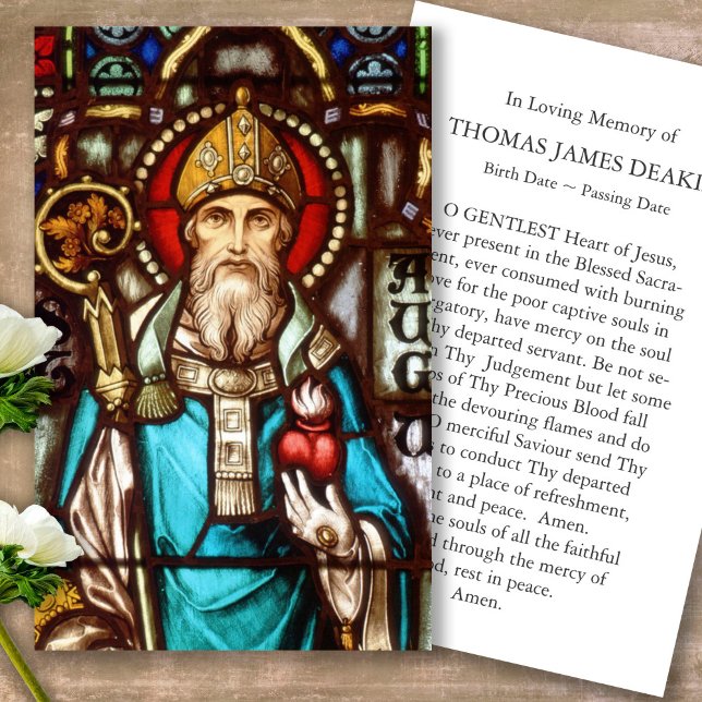 Pérdida funeraria Tarjetas de Simpatía St Augustin (catholic, religious, celebration of life, in loving memory of, prayer cards for bereavement)