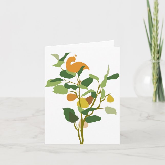 Perdiz de la tarjeta de Navidad en un peral (Anverso)