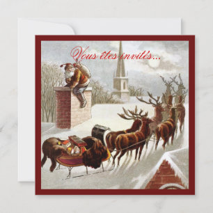 Père Noël avec traîneau et renne invitaciones
