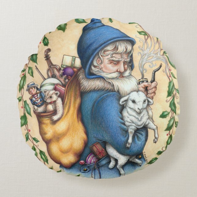 Pere Noel FATHER NAVIDAD COJÍN DECORATIVO redondo (Anverso)