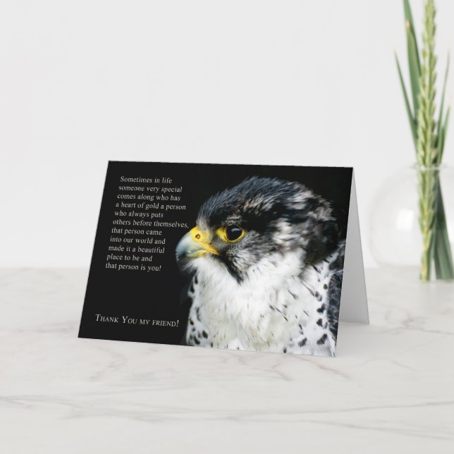 Peregrine Falcon Gracias Tarjeta De Saludo De Amig (Anverso)