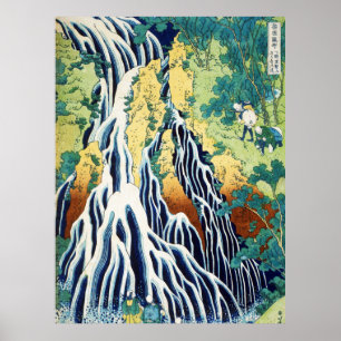 Peregrinos en la cascada Kirifuri arte japonés 