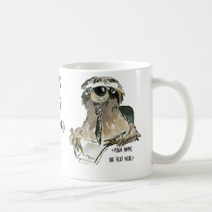 Pereza en la taza de café del dibujo animado de l