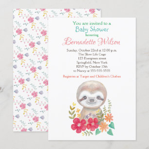 Pereza linda Baby Shower de la invitación de Baby