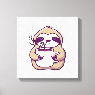 Perezoso Chibi Kawaii con Taza de Café � Arte de A