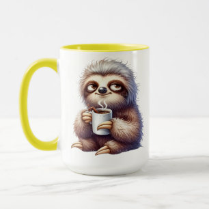 Perezoso con una taza de café