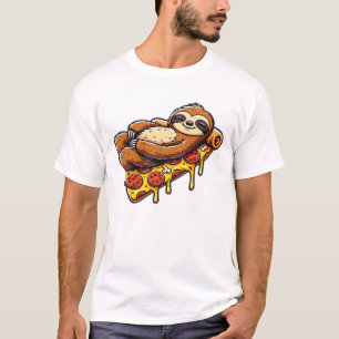 Perezoso divertido comiendo pizza, Camiseta clásic
