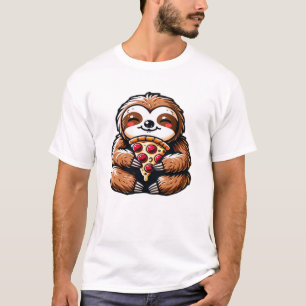Perezoso divertido comiendo Pizza, Camiseta clásic