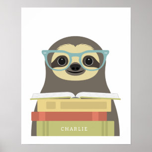Perezoso Leyendo Impresión Personalizada